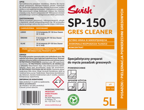 SP-150 GRES CLEANER 5L - środek do czyszczenia gresów i kamionki - 2